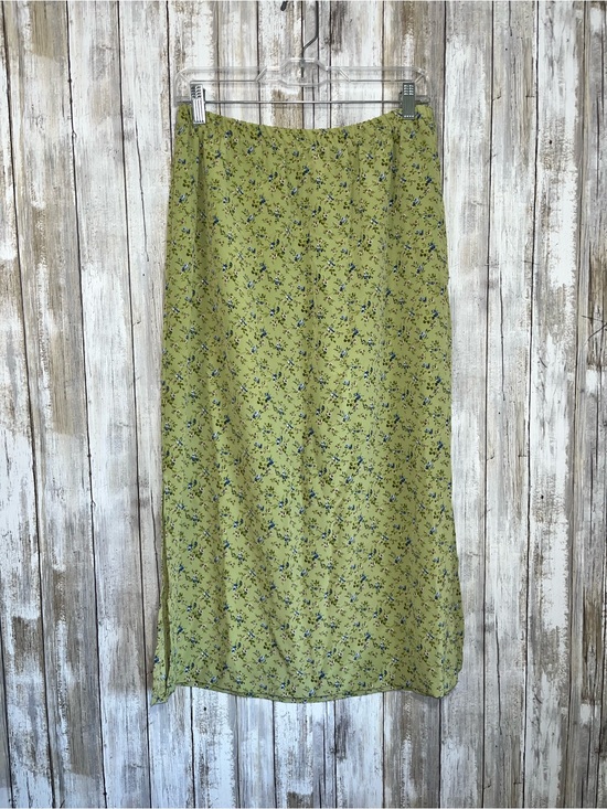 Vintage Dresses & Skirts - Vintage Floral Midi Skirt Green Cottagecore Bias Cut USA Made Size 12
